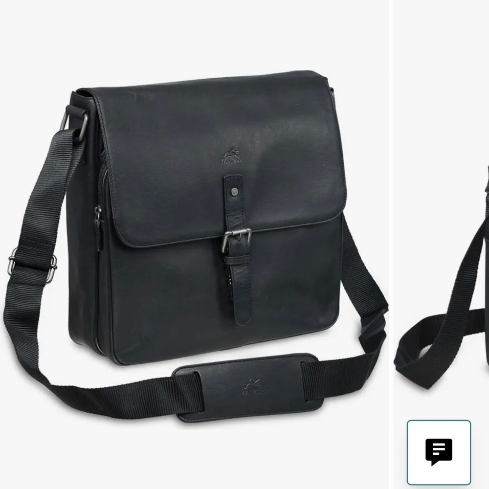 Mancini Black Leather Messenger Bag
